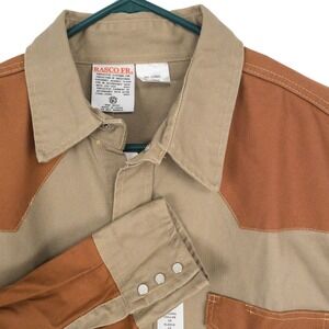 RASCO FR Flame Resistant Work Shirt 4XL Long Khaki Duck Two Tone Workwear